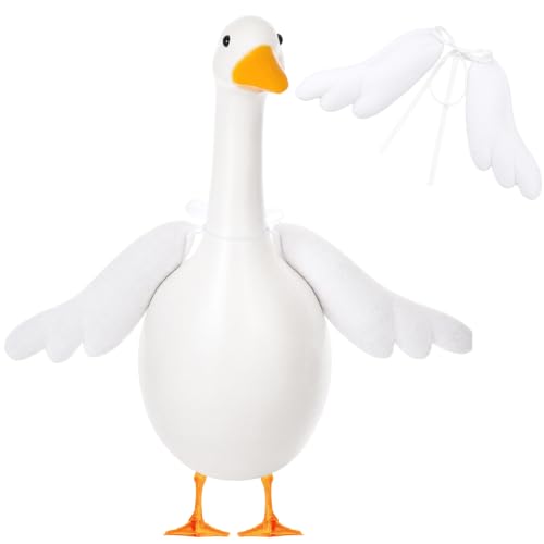 Abbylike 1 Pcs Poseable Goose Wings for 23- 28 Porch Lawn Goose Outfit Accessories Poseable White Wings for Outdoor Patio Yard Lawn Art Decoration (Rippled Edge)