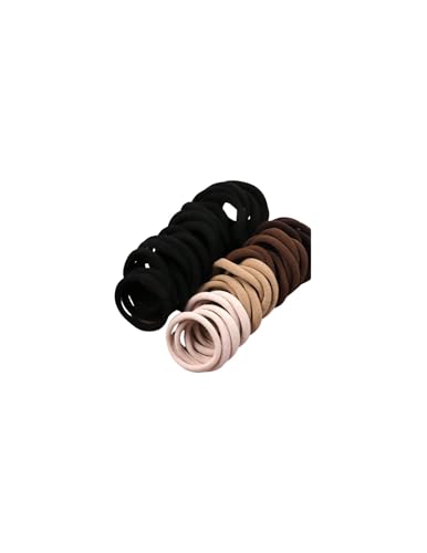 Gomas del Pelo Negras 30 unidades Marrón/Crema/Negro – Coleteros Elásticos Resistentes sin Metal, Suaves y Antitirones – Para todo tipo de cabellos
