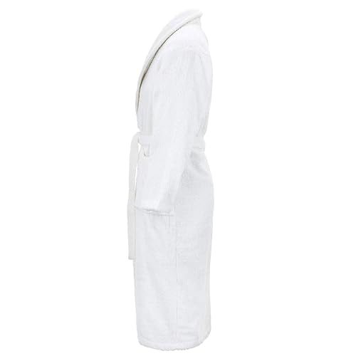 WELL HOME MOBILIARIO & DECORACIÓN Szlafrok 100% bawełna w kolorze białym z 1 szwem frotte rozmiar XL, biała, XL
