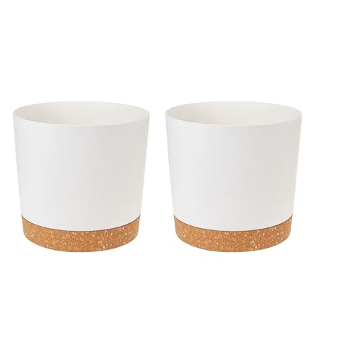 Naseom Bumentöpfe 2er Pack 12 cm Durchmesser, Blumentopf mit Untersetzer, Bumentöpfe für Zimmerpflanzen, Pflanzentopf mit Mehrere Ablauflöchern, Plant Pot für Innen Außen Pflanzen (Weiß)