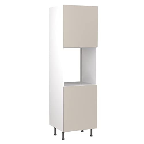 Kitchen Kit Flatpack Tall Cabinet - Slab Door - Screwless Quick Build Kitchen Unit - Oven (Single) Housing Unit - 600x2120mm - Light Grey Gloss