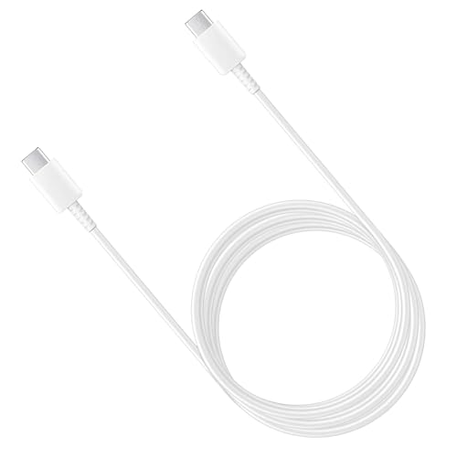 Câble Original 1,80m pour Samsung Galaxy Tab S9, S9 Ultra, S9+, 10.5 2021, S6 Lite/Z Flip... USB-C vers USB-C 3A, Synchro et Charge Ultra Rapide 45W Blanc