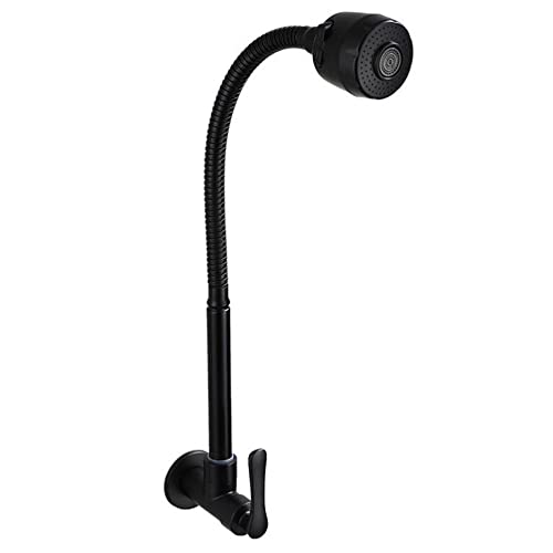 Robinet froid simple pivotant noir mat pour cuisine murale et bac à vadrouille