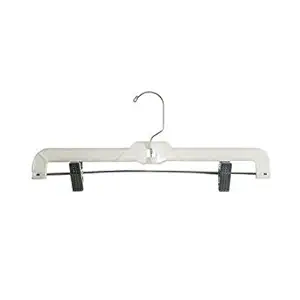 NAHANCO 600RCLH Plastic Skirt/Pant Hanger with Long Metal Swivel Hook and Pinch Clips, Heavy Weight, 14