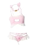 MEOWCOS Women's Cosplay Lingerie Set Cute Cat Girl Lingerie Sets Sexy Cosplay Outfit with Necklace and Headdress