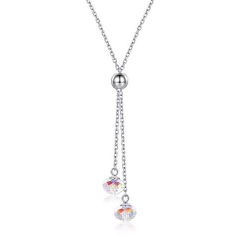Colliers deux perles et cristaux, cadeau bijoux bohème 925