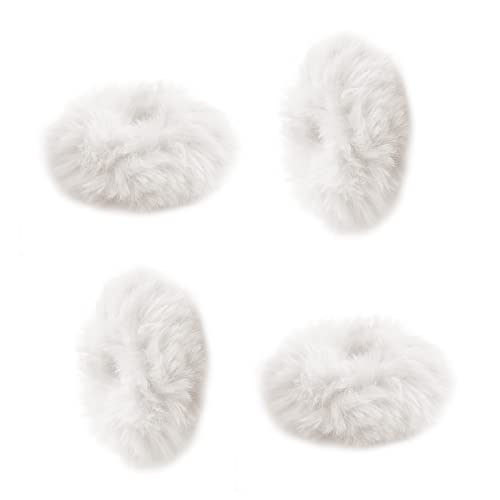 4 pcs Elastici per Soffici Scrunchies, Morbida Pelliccia di Coniglio Artificiale Scrunchies per Capelli Capelli di Velluto Fasce Carine Accessorio per Capelli per Donne, Ragazze (Bianco)