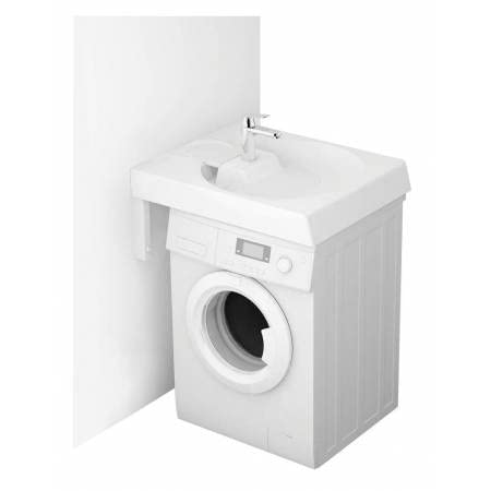 Lavabo de ahorro de espacio en lavadora estándar, GPM GRANDE – Sifón compacto escalonado en la parte trasera – Espacio libre bajo el lavabo de 63 x 60 cm