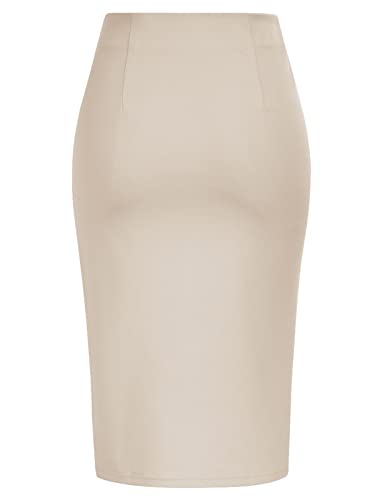 Kate Kasin Women's Skirt Elastic High Waist Bow Tie Knee Length Stretch Bodycon Pencil Skirts with Slit - Image 3