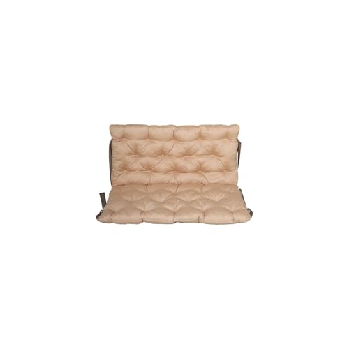 Ambientehome 2er Bankauflage mit Rückenteil Sitz und Rückenkissen mit Bänder ca. 100x98 cm Polsterauflage beige