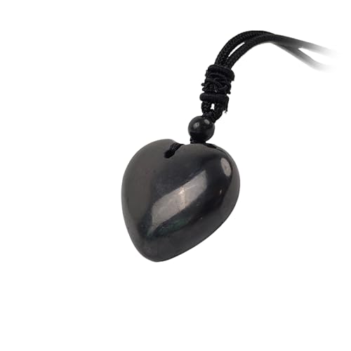 Heart Shaped Shungite Pendant Necklace Stone with Black Cord, Healing Crystal Jewelry for Women and Men (Full love heart)