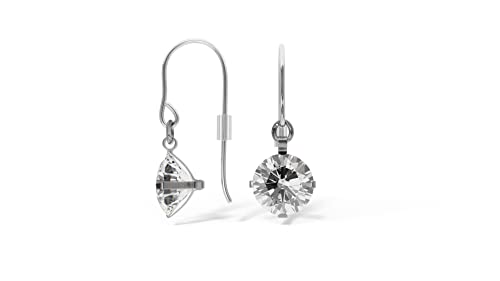 TIABELLE – Ohrhänger ENYA aus Titan mit funkelnden Swarovski® Zirconias – Silberfarbene Ohrringe hängend für Damen – allergenfrei & hautverträglich – Handmade in Germany (8,8mm ø | White)