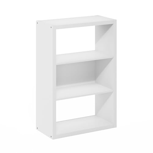 Image of Furinno Viola Book Shelf, 3-Tier Bookshelf, Extra Thick Frame Bookcase with Open Shelf, Open Back Design, 11.3 inch x 23.2 inch x 35.9 inch, for Living Room, Bedroom, Home Office, White