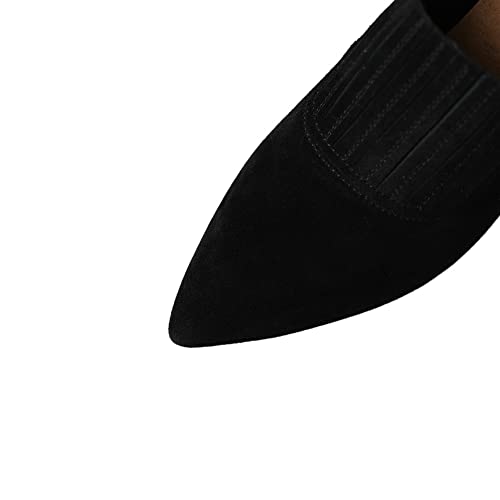 TinaCus Genuine/Suede Leather Handmade Pointed Toe Mid Spool Heels Women's Casual Pumps Shoes2