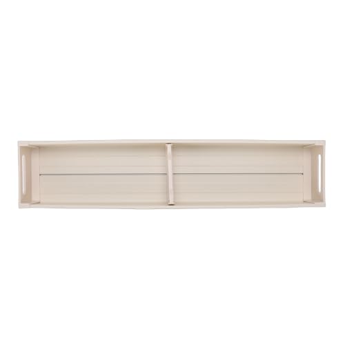 banapoy Organizador de Cajones para Cubiertos, Divisor Ajustable, Bandeja Organizadora de Cubiertos, Caja de Almacenamiento para Utensilios Cocina, Bandeja Almacenamiento (Cubertero Blanco Leche