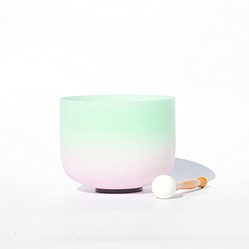 Conjunto de tigela de canto de cristal fosco à mão – Anahata F Note Chacra de coração, percussão son