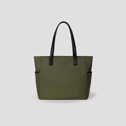 Image of Accessorize London Women's Olive Green Kimberly Nylon Zippered Tote | water-resistant Shoulder Bag | Stylish Casual & Travel Handbag