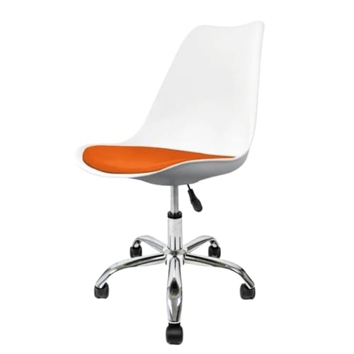 Image of Amazon Brand - Umi Height-Adjustable Modern Revolving Rotary Arm Office Study Desk Chair - Ideal for Spa, Bar, Home - White & Orange Color