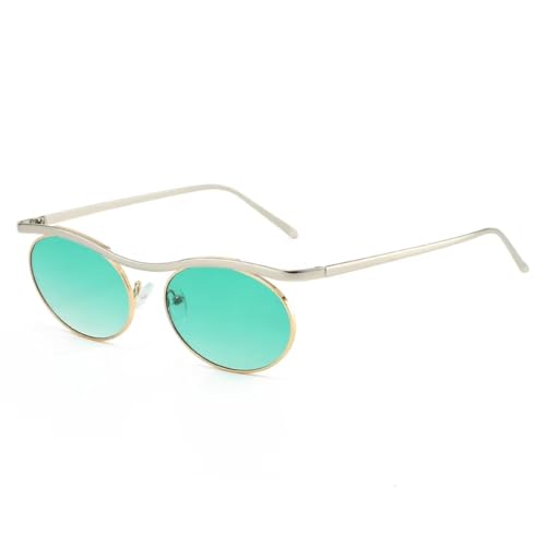 Lunettes de soleil ovales rétro en métal avec verres dégradés chic et monture fine