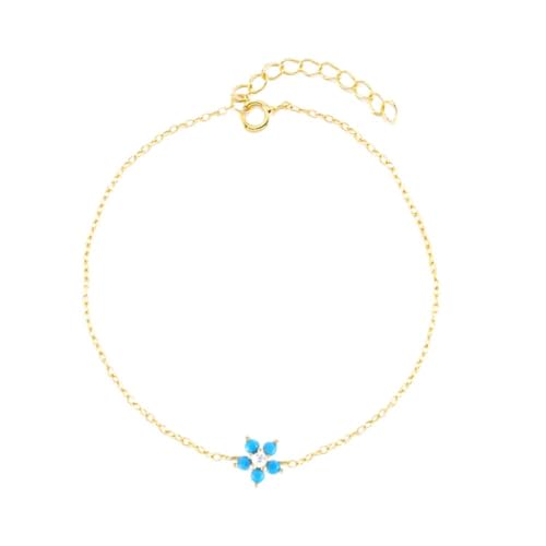 Bracelet fleurs turquoise pour femmes, le bijou ajustable idéal du quotidien aux soirées