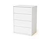 WEBABY - Cajonera bebé de 4 cajones con cambiador madera 50 cm UNO - Blanco #2
