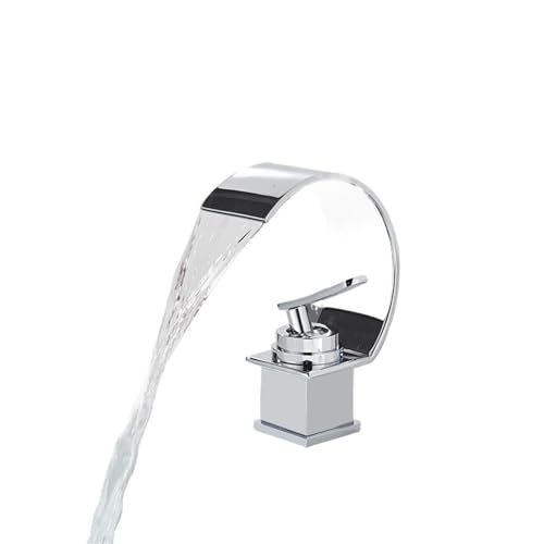 Robinet de lavabo mitigeur eau froide chaude cascade chrome