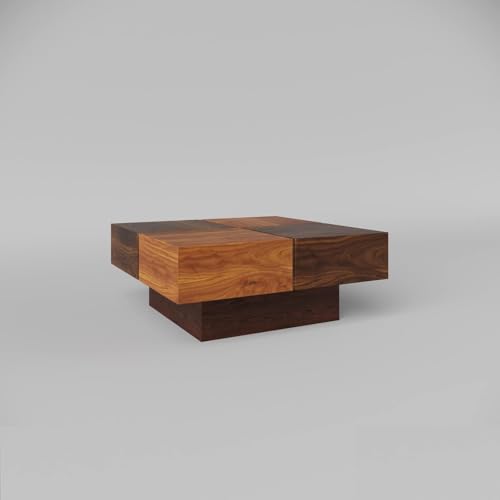 Image of Sheesham Wooden Center Coffee Table for Home Living Room | Tea Table | Sofa Center Table for Home & Office | Honey Plus Walnut Finish