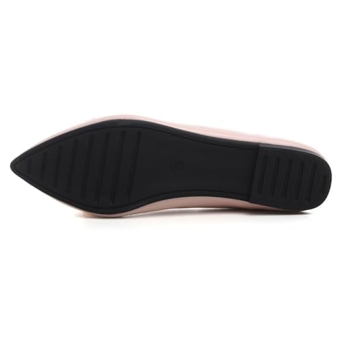 Hee grand Women Classic Pointed Toe Slip-On Ballet Shoes Cute Bow-Knot Patent Leather Flats Comfort Work Shoes Fashion Dress Shoes 6