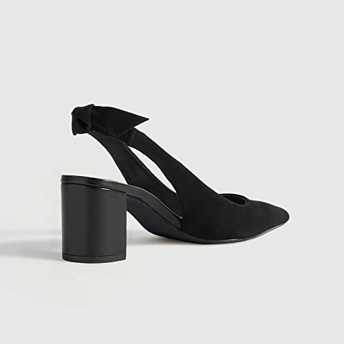 Juliet Holy Womens Pumps Pointed Toe Slip on Slingback Cute Bowknot Classic Chunky Block Heels3