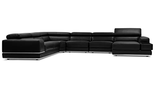 Zuri Furniture Wynn Black Leather Sectional Sofa With Adjustable Headrests - Right Chaise #TOP3