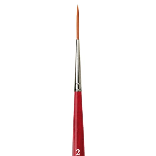 Image of da Vinci Watercolor Series 1280 CosmoTop Spin Paint Brush, Medium Needle-Sharp Liner Synthetic with Red Handle, Size 2
