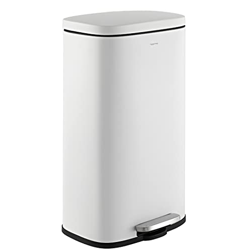 happimess HPM1011C Curtis 8-Gallon Step-Open Trash Can with Soft-Close Lid, Modern, Minimalistic, Fingerprint Proof for Home, Kitchen, Laundry Room, Office, Bedroom, Bathroom, White by happimess - Used condition - US$69.75