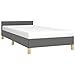 Produktbild vidaXL Bettgestell mit Kopfteil, Bettrahmen mit Lattenrost, Bett Polsterbett mit Stützbeinen, Schlafzimmerbett Einzelbett, Dunkelgrau 100x200cm Stoff