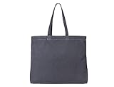 Aaron Leather Goods Reusable Large Canvas Tote Bag with long handle (Fossil Grey, Large)