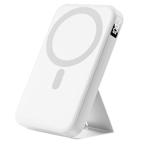 Gxorul Magnetic Portable Charger, 10000mAh Power Bank with Leather Foldable Stand - Travel...