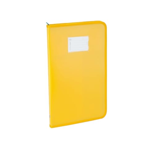 Image of Worldone Zipper Display Book Folder for Documents, with Name Card, Made of 0.8mm Virgin PP Material with 20 Bound Plastic Binder Sleeves, Size FC (fullscap), Radiant Yellow, Set of 1
