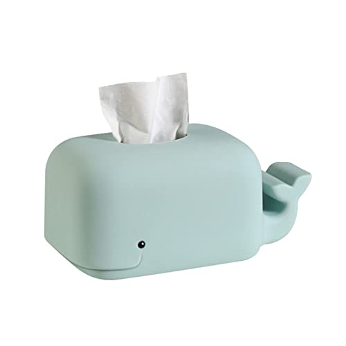 Silicone Whale Tissue Box Cover,Cute Whale Tissue Box with Mobile Phone Holder,Funny Shark Tissue Holder Anti Fall Household Kitchen Living Room Pumping Box Tissue Holders