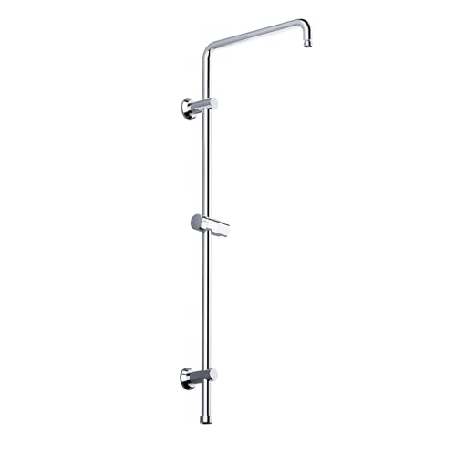 JOHO Barra de ducha de acero inoxidable con soporte de ducha de mano y fijaciones de pared variables, barra de pared, brazo de ducha, columna de ducha con longitud fija 92cm Cromo