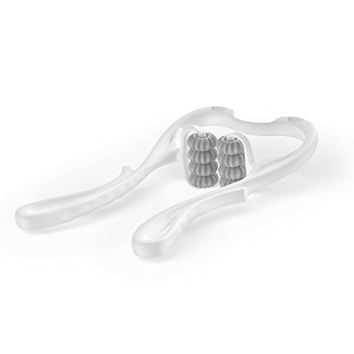 VOYOR-HEALTH Masajeador de Cuello Manual, Masajeador cervical y espalda con 8 rodillos, Masaje Muscular Tejido Profundo Punto de presión para alivio del dolor de cuello, Ergonómico MS410, Blanco