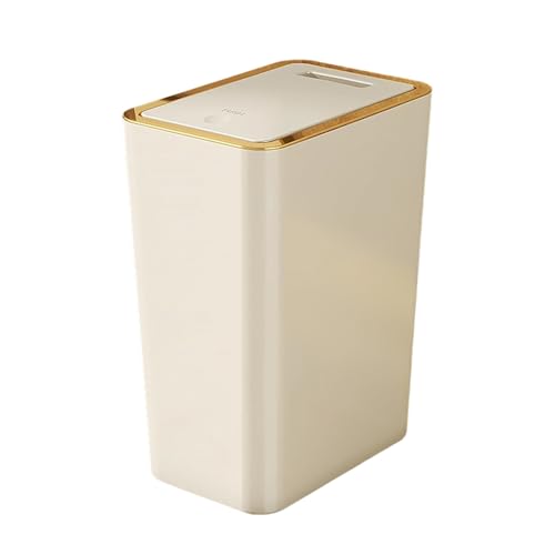 Caneca de basura rectangular compacta de 10 litros beige miniatura 3