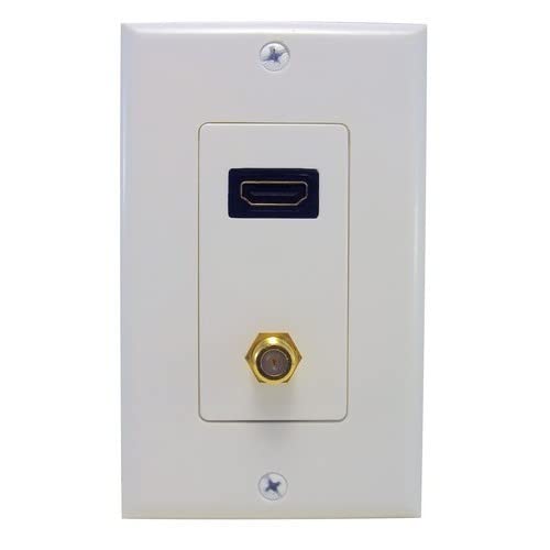 Morris 80448 Combination HDMI Plate and F Connector Home Entertainment Wall Plate, 5-Pack