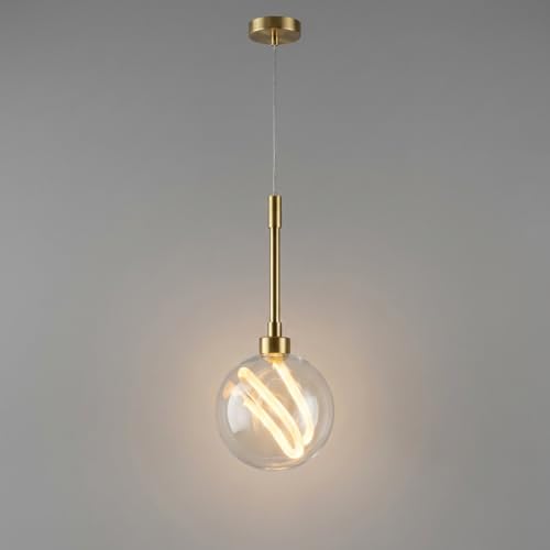 Image of Pendant Light for Ceiling | 3-Color CCT (Warm + Natural + Cold White) | Gold Metal Globe Hanging Lamp for Living Room Bedroom Dining