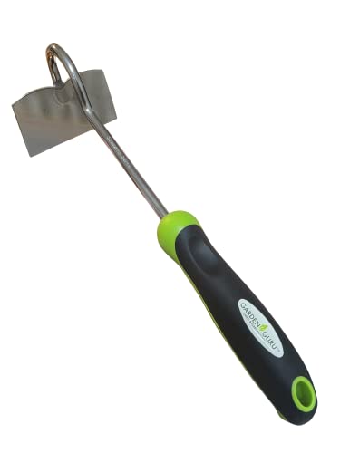 Garden Guru Hand Hoe Tiller Cultivator Tool - Stainless Steel For Ultimate Strength - Rust Resistant - Ergonomic Handle - Great For Gardening Digging Tilling Planting Cultivating Loosening #TOP1