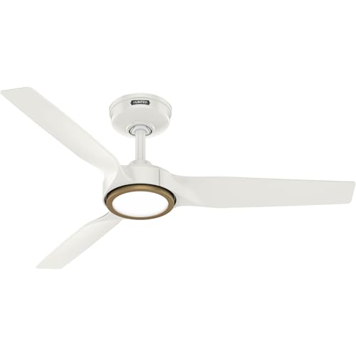 Image of Hunter 44 inch ZenTech Outdoor Smart Ceiling Fan, LED Light, Remote, White