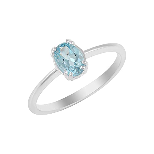 Bague topaze bleue argent 925 anti-ternissement pour femme