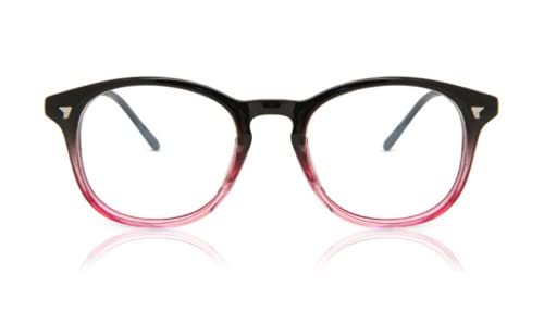 Fancy-Creation Premium UV400 Protected Round Anti Glare Reading Glasses Zero Power Computer Glasses For Men & Women (Black Blush)