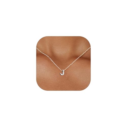 ChicSilver 925 Sterling Silver Initial Necklace for Women Dainty Letter Jewelry Personalized Gift Silver 10.J