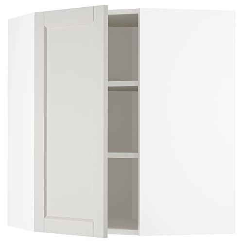 METOD meuble d'angle mural rangement cuisine étagères 68x80 blanc gris clair - 2