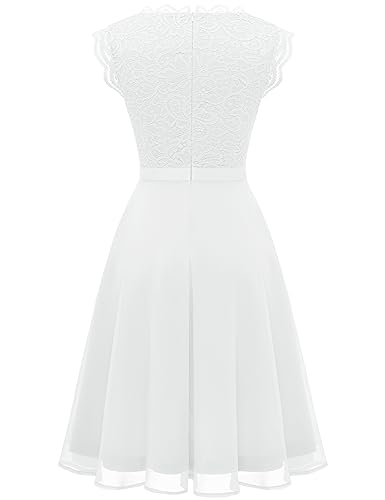 Image of Dressystar Women's V Neck Sleeveless Lace Bridesmaid Dress Wedding Party Gown