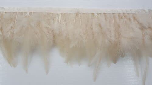 EliteKoopers 1 Meter Cream Rooster Hackle Feather Fringe Trim for Custume Dress Decoration Clothes Carnival Accessories